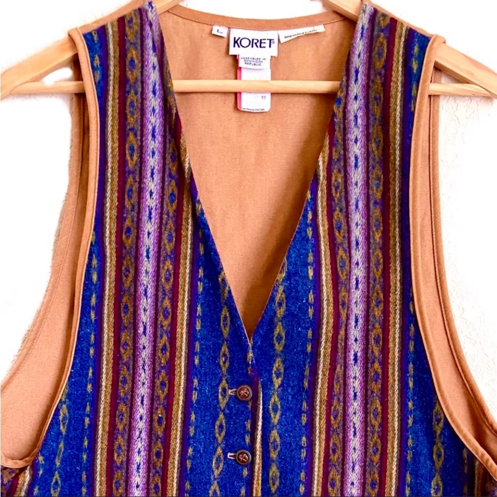 Koret Vintage Button Up Sleeveless Wool Front Vest
